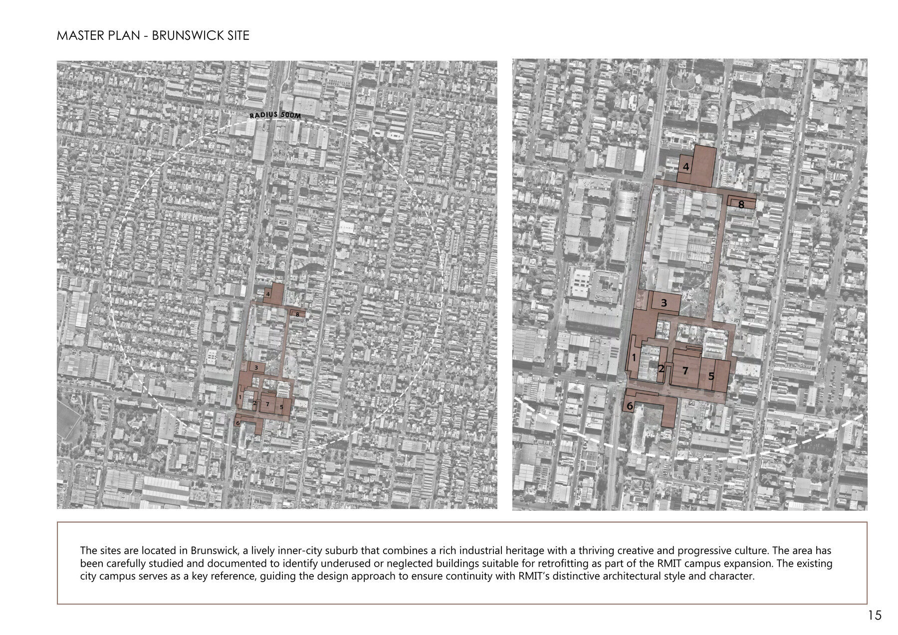 Masterplan of the Brunswick site showing retrofitted industrial buildings